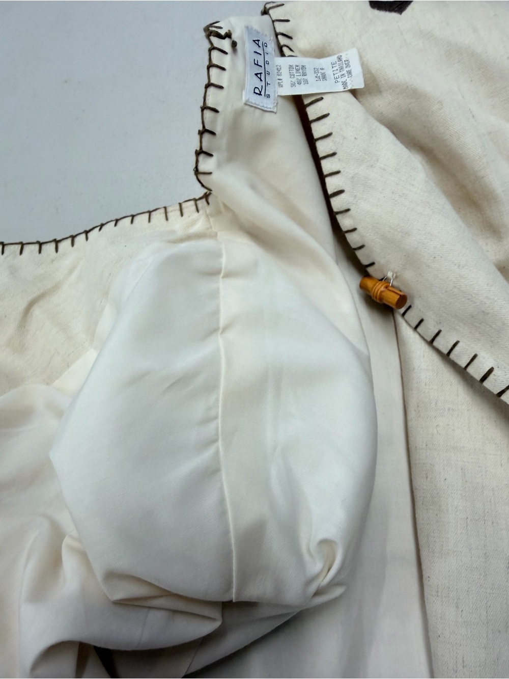 Vintage Rafia Studio Linen Cotton Art Wear Jacket Petite Fish Dancer Chevron EUC - Picture 7 of 10